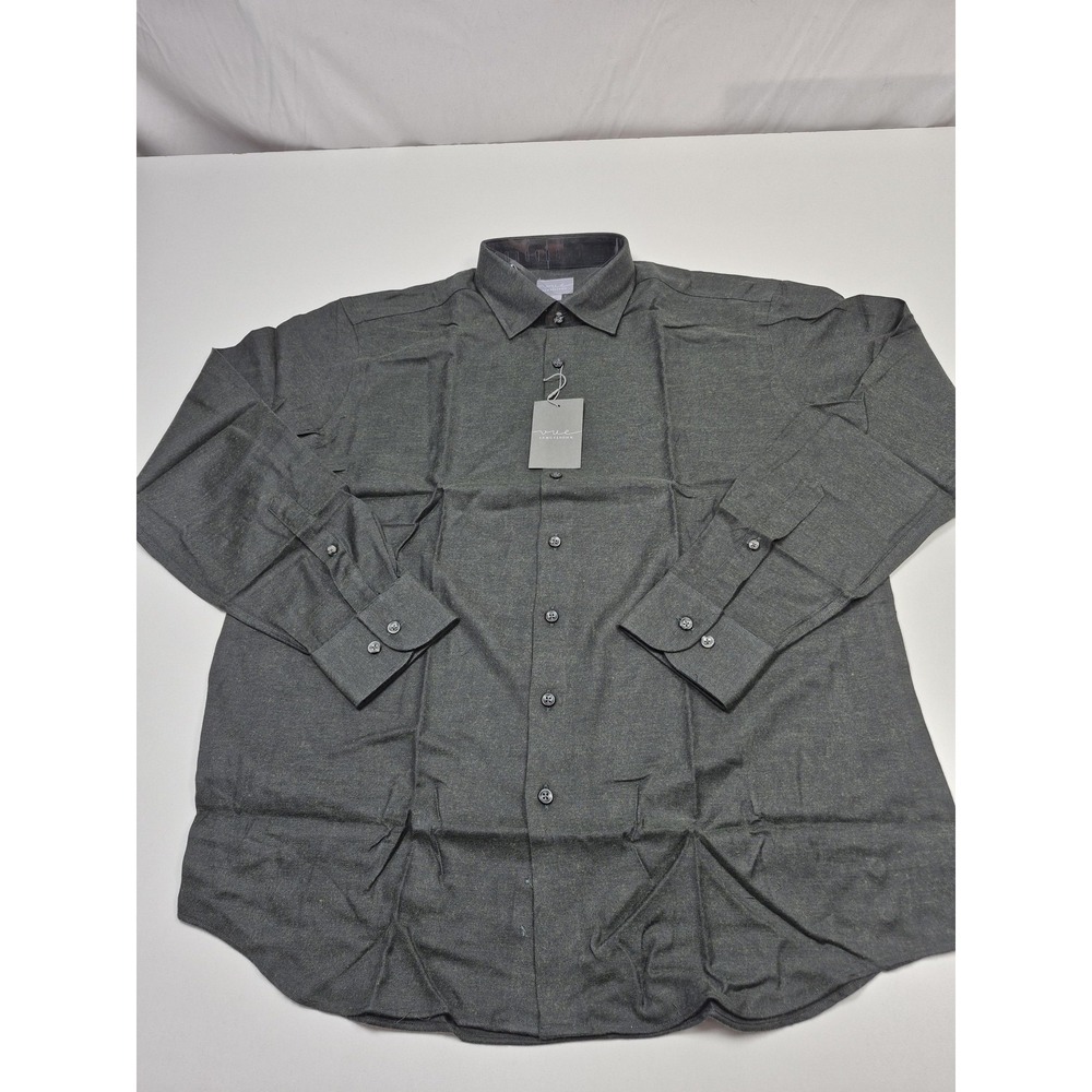 Samuelsohn Shirt Mens XL Green Solid Woven Button Up Long Sleeve Canada NWT